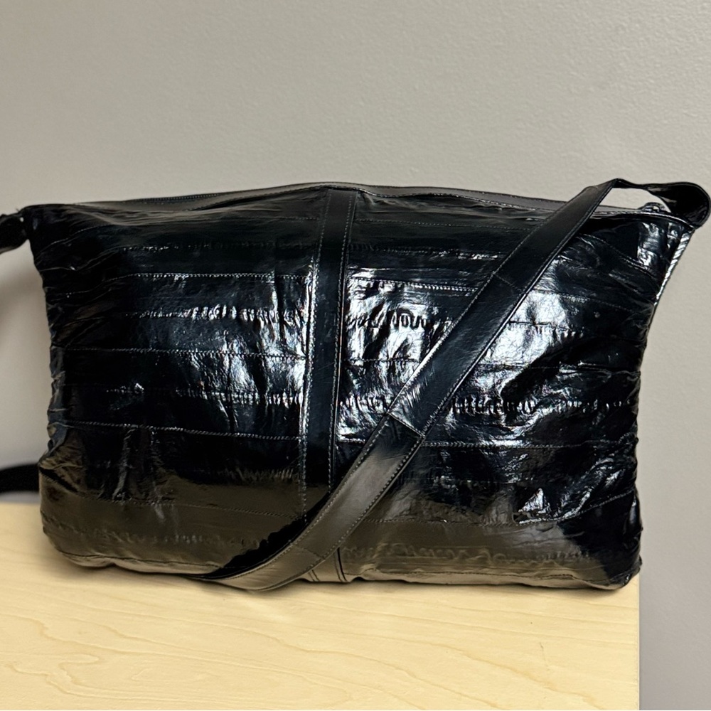 Vintage Genuine Eel Skin Puffer Shoulder Bag Clutch - Picture 2 of 16
